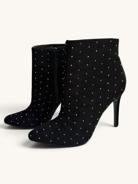 Anne Michelle Black Studded Ankle Booties
